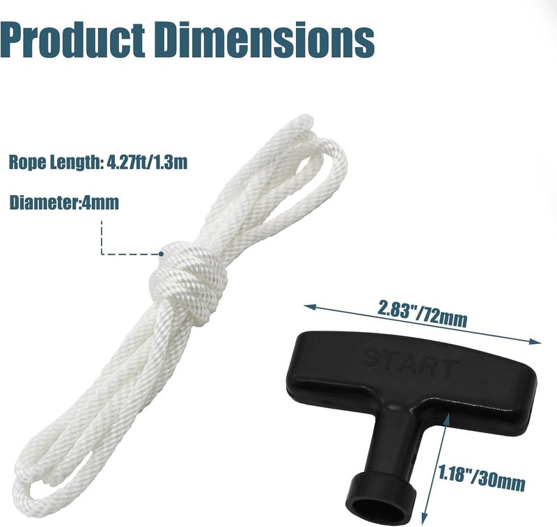 Rierdge 2 Set 4ft Pull Cord Rope for GX200 GX120 GX240 GX270 Champion Generator, Pull Cord with Recoil Starter Handle - Image 2